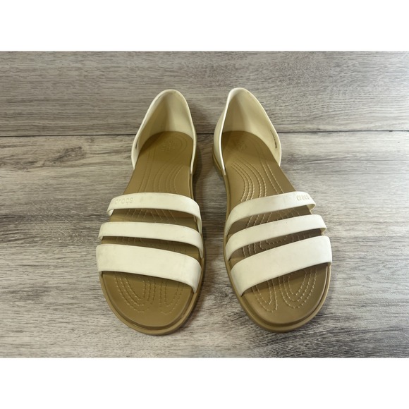 Crocs Tulum Toe Post Sandal Womens Size 9 Cream White Slip-On Shoes Slip On - Picture 3 of 8